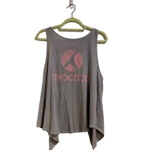 Avocado Grey Split Back Work Out Tank Top Sz L